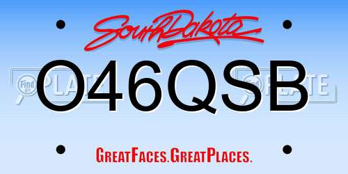 O46QSB South Dakota License Plate