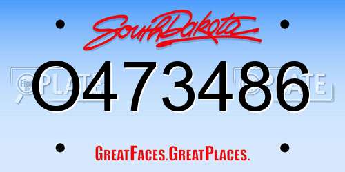 O473486 South Dakota License Plate