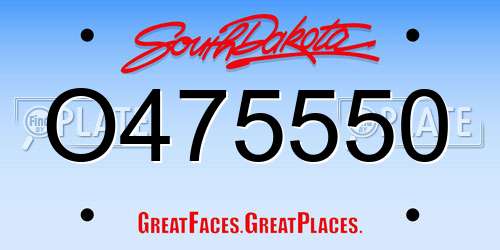 O475550 South Dakota License Plate