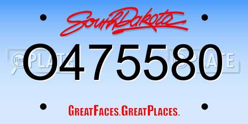 O475580 South Dakota License Plate