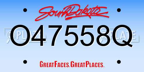 O47558Q South Dakota License Plate