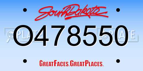 O478550 South Dakota License Plate