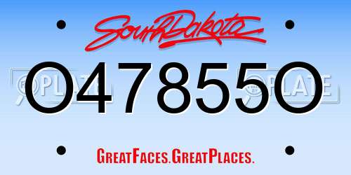 O47855O South Dakota License Plate