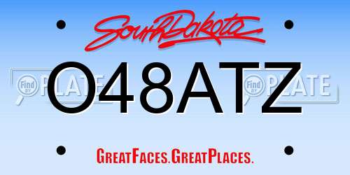 O48ATZ South Dakota License Plate