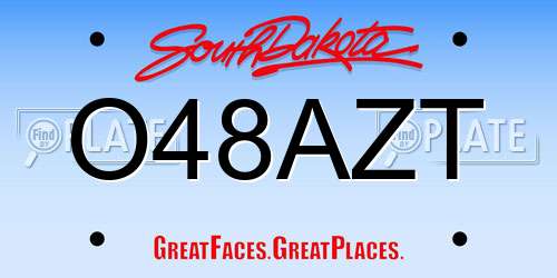 O48AZT South Dakota License Plate