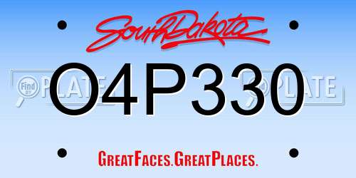 O4P330 South Dakota License Plate