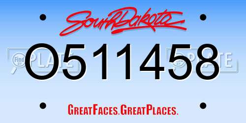 O511458 South Dakota License Plate