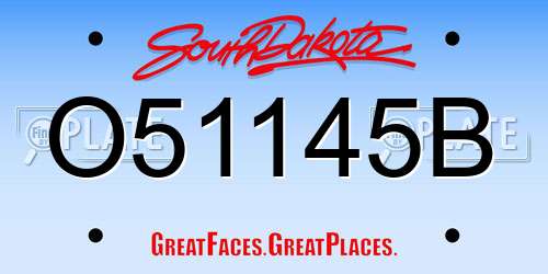 O51145B South Dakota License Plate