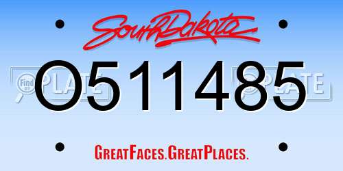 O511485 South Dakota License Plate