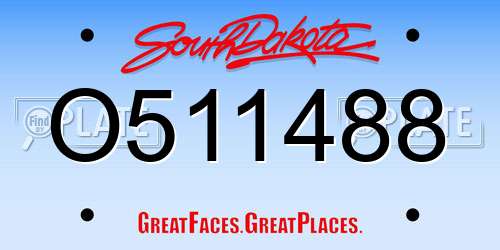 O511488 South Dakota License Plate