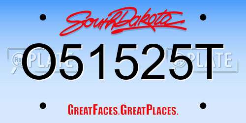 O51525T South Dakota License Plate