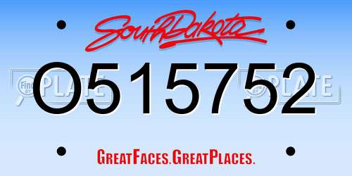O515752 South Dakota License Plate