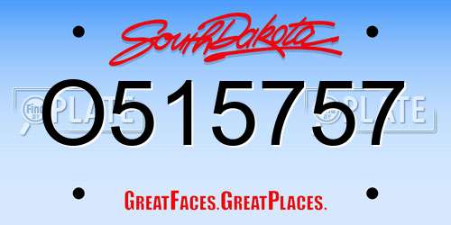 O515757 South Dakota License Plate