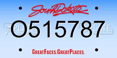 O515787 South Dakota License Plate