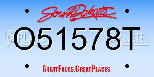 O51578T South Dakota License Plate