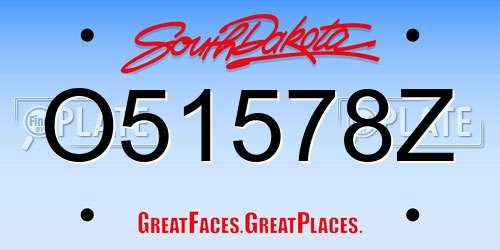 O51578Z South Dakota License Plate