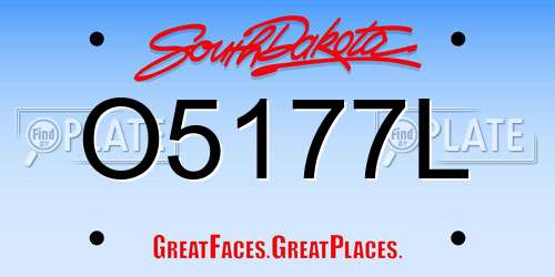 O5177L South Dakota License Plate
