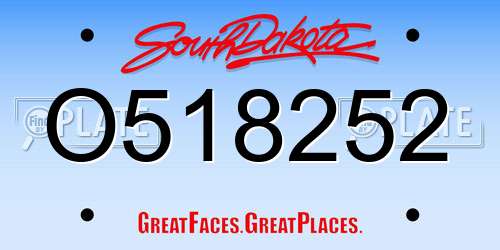 O518252 South Dakota License Plate