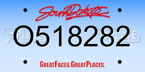 O518282 South Dakota License Plate