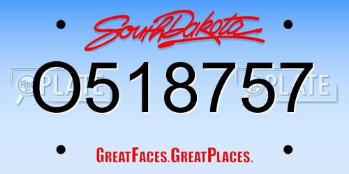 O518757 South Dakota License Plate
