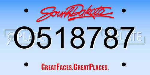 O518787 South Dakota License Plate