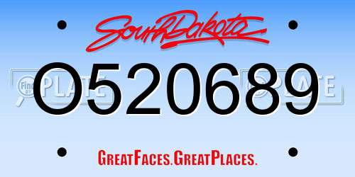 O520689 South Dakota License Plate