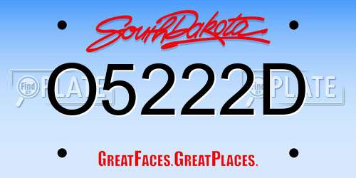 O5222D South Dakota License Plate