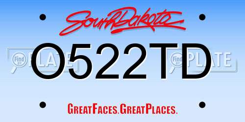 O522TD South Dakota License Plate