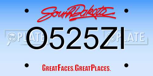 O525ZI South Dakota License Plate