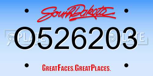 O526203 South Dakota License Plate
