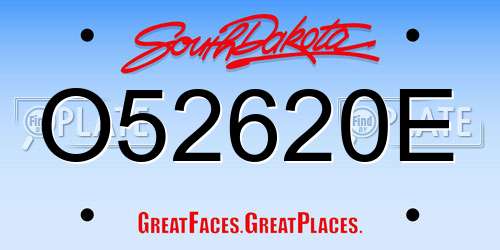 O52620E South Dakota License Plate