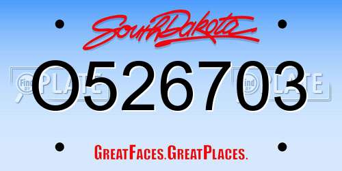 O526703 South Dakota License Plate