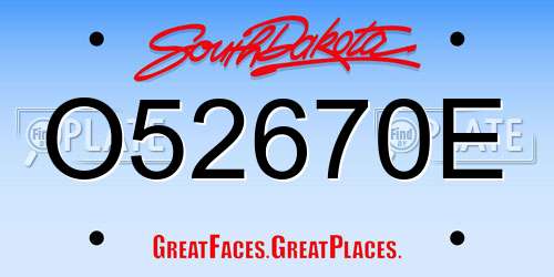 O52670E South Dakota License Plate