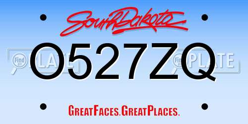 O527ZQ South Dakota License Plate