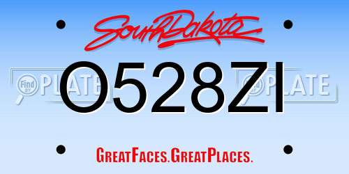O528ZI South Dakota License Plate