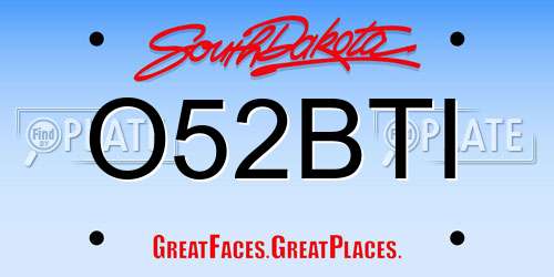 O52BTI South Dakota License Plate