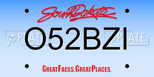 O52BZI South Dakota License Plate