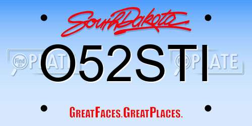 O52STI South Dakota License Plate