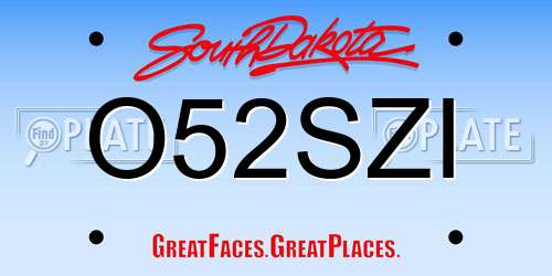 O52SZI South Dakota License Plate