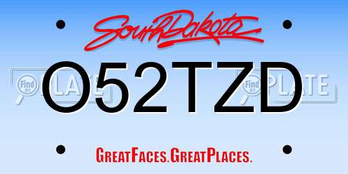 O52TZD South Dakota License Plate