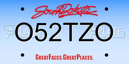 O52TZO South Dakota License Plate