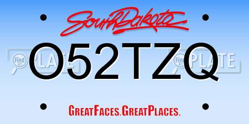 O52TZQ South Dakota License Plate