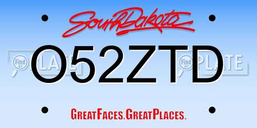 O52ZTD South Dakota License Plate