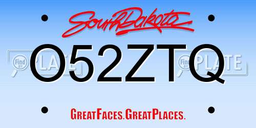 O52ZTQ South Dakota License Plate