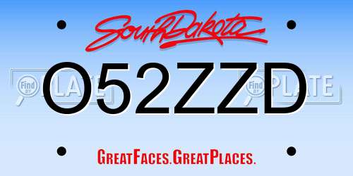 O52ZZD South Dakota License Plate