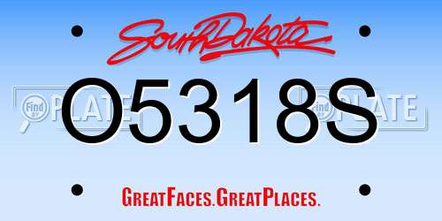 O5318S South Dakota License Plate