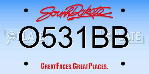 O531BB South Dakota License Plate