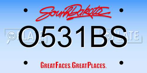 O531BS South Dakota License Plate