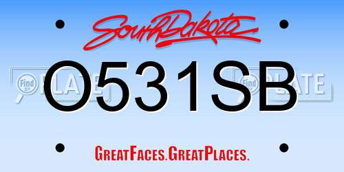 O531SB South Dakota License Plate