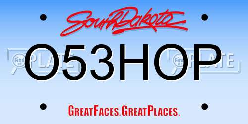O53HOP South Dakota License Plate
